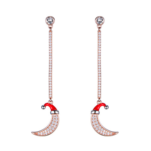 Christmas Moon Long Studs Earrings