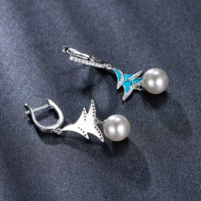 Pearl Hoops Earrings Christmas trees
