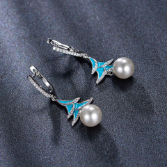 Pearl Hoops Earrings Christmas trees