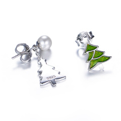 christmas trees star pearl earrings