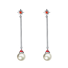Christmas hat pearl long studs earrings