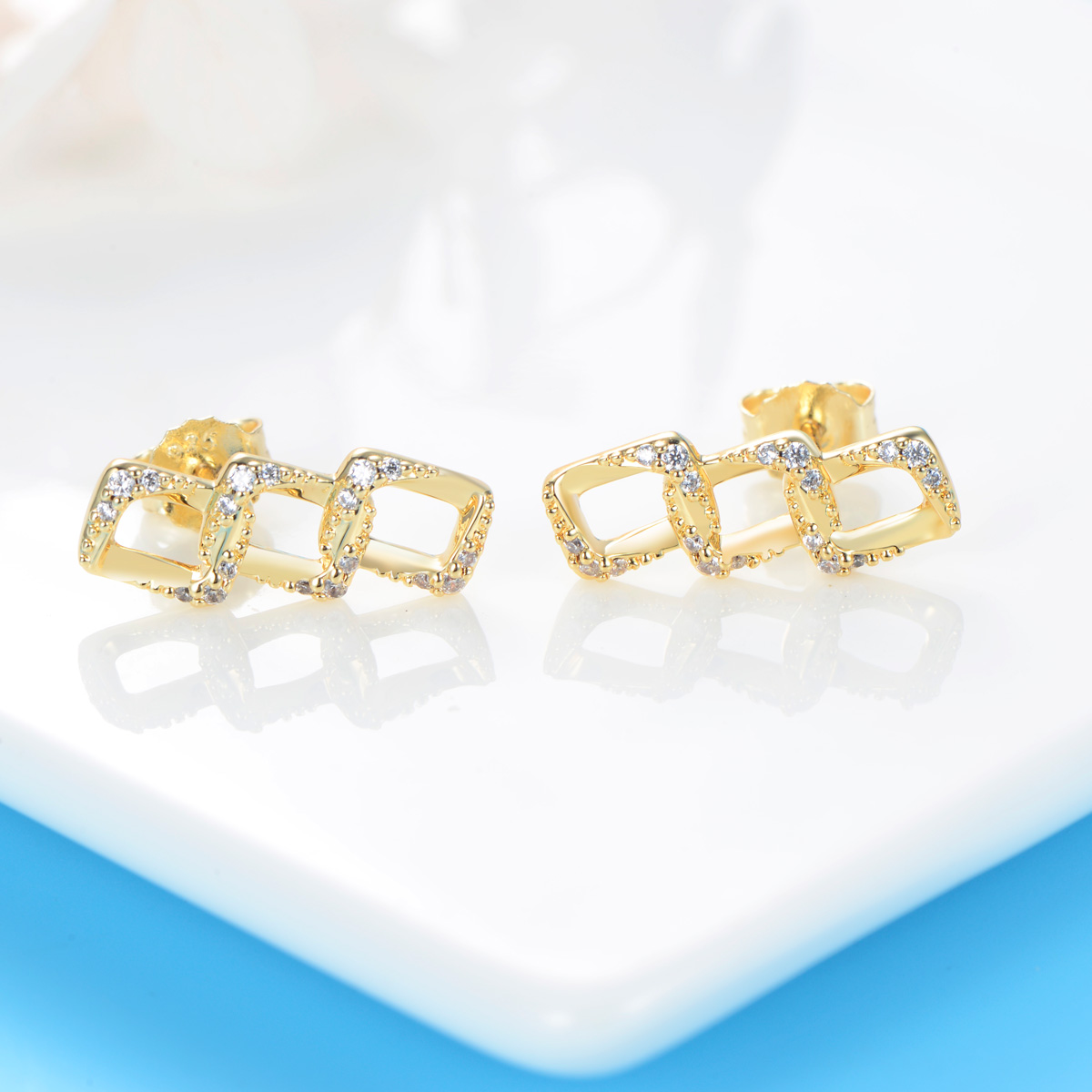 Simple Cuban Link Chain Studs Earrings