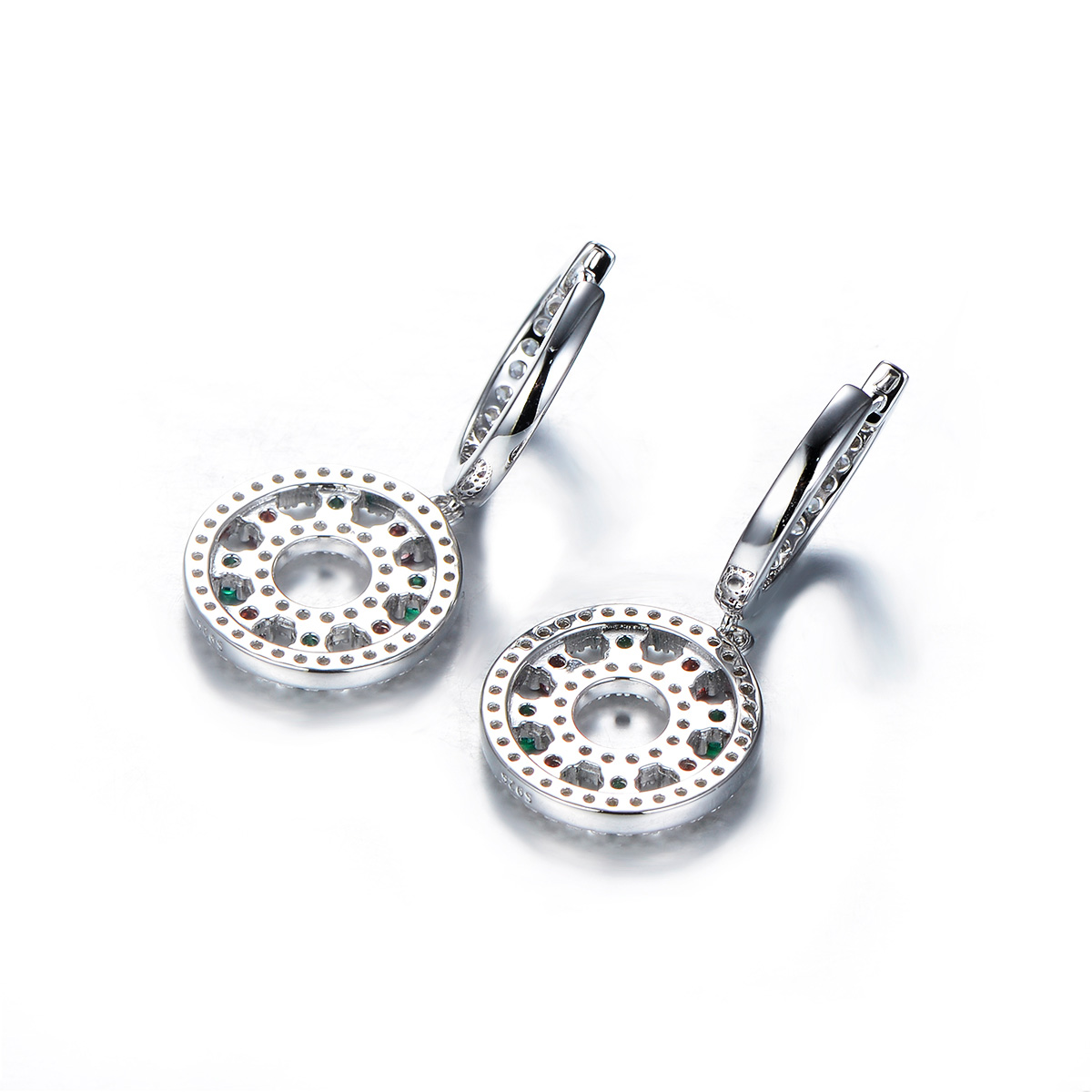 Christmas colorful stone ferris wheel earrings