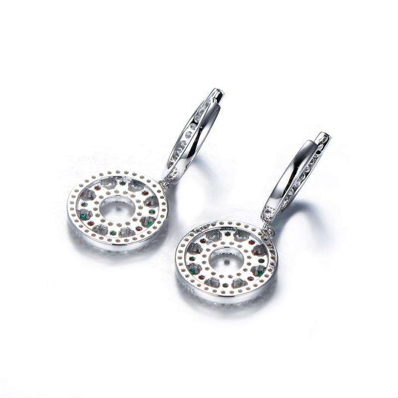 Christmas colorful stone ferris wheel earrings