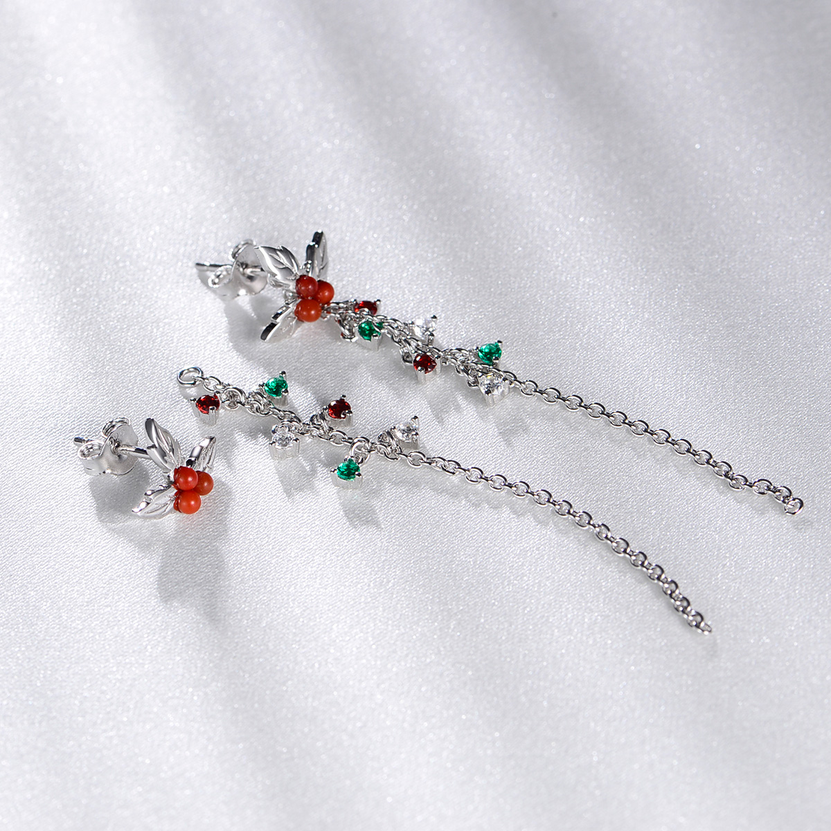 Christmas mistletoe Long Studs Earrings