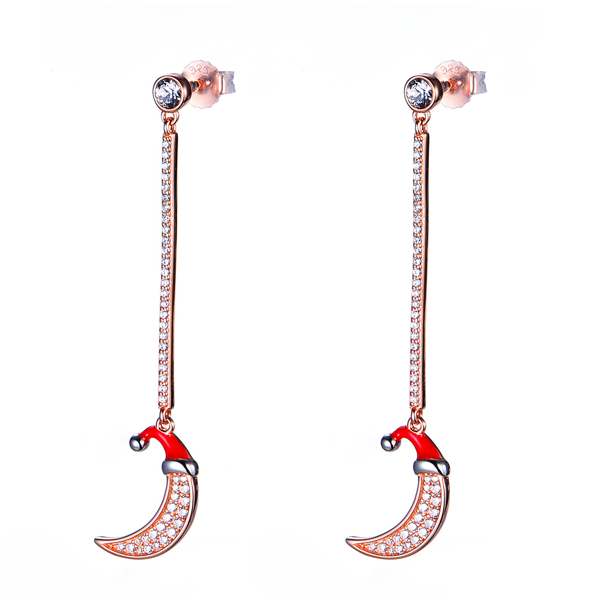 Christmas Moon Long Studs Earrings