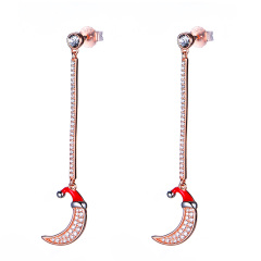 Christmas Moon Long Studs Earrings