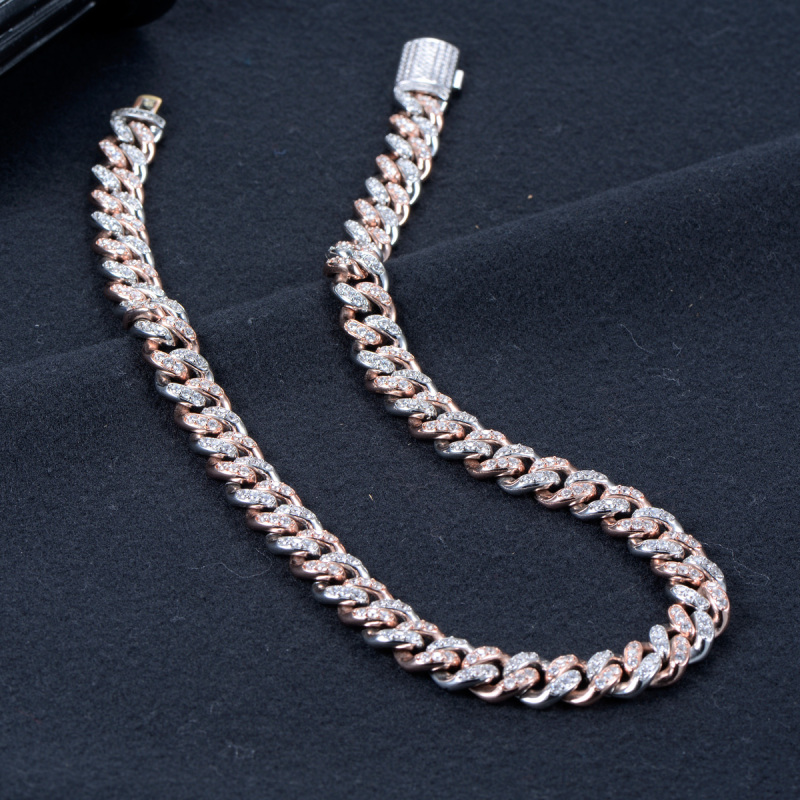 Cuban link chain 12mm Rose Gold Rhodium