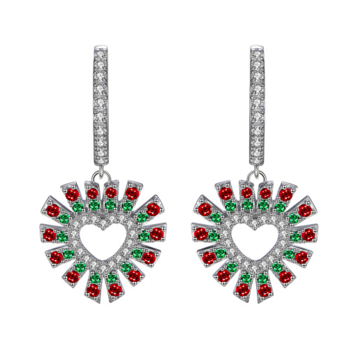 Christmas heart hoops earrings
