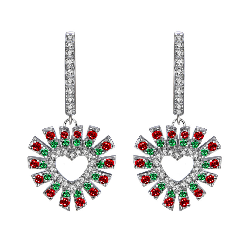 Christmas heart hoops earrings