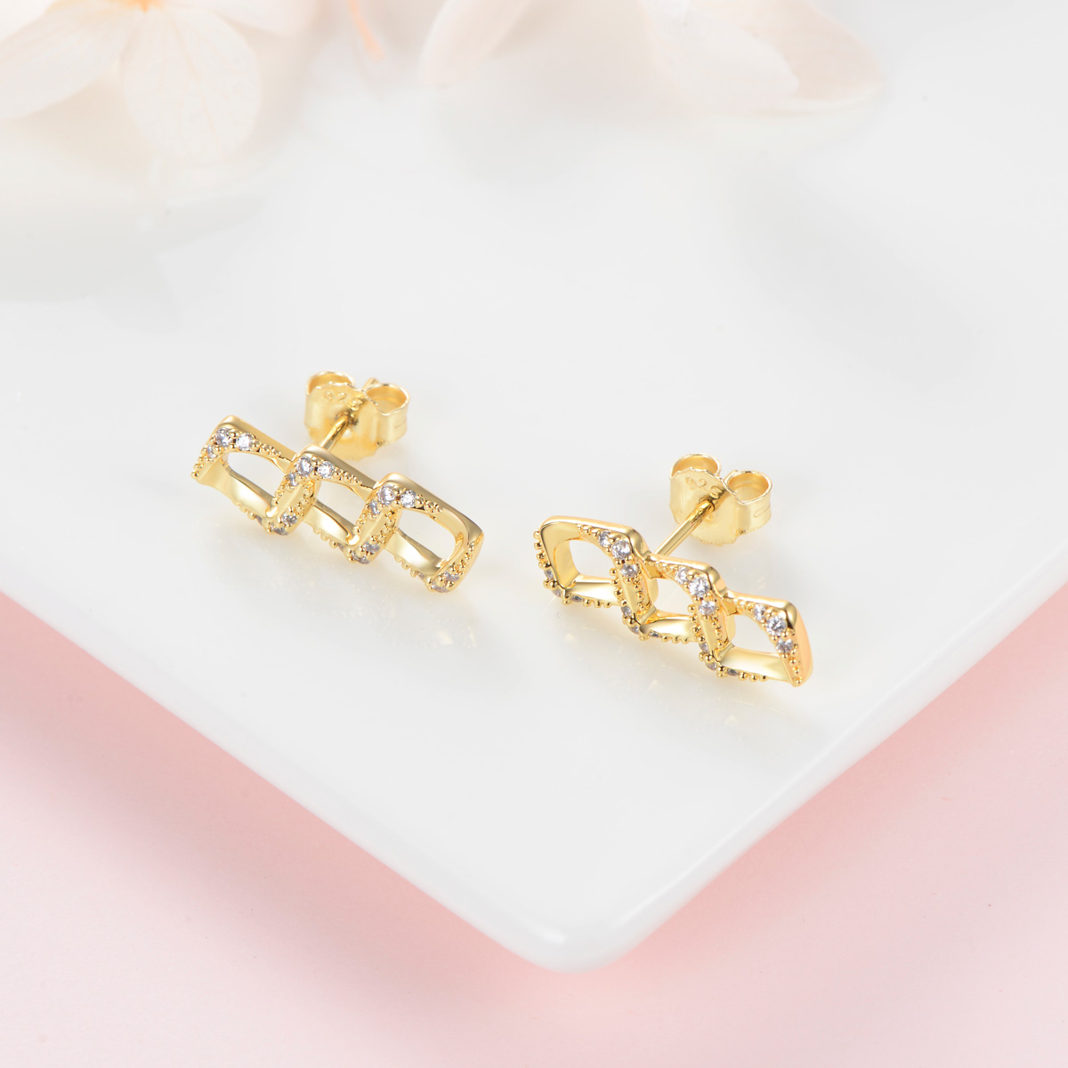 Simple Cuban Link Chain Studs Earrings