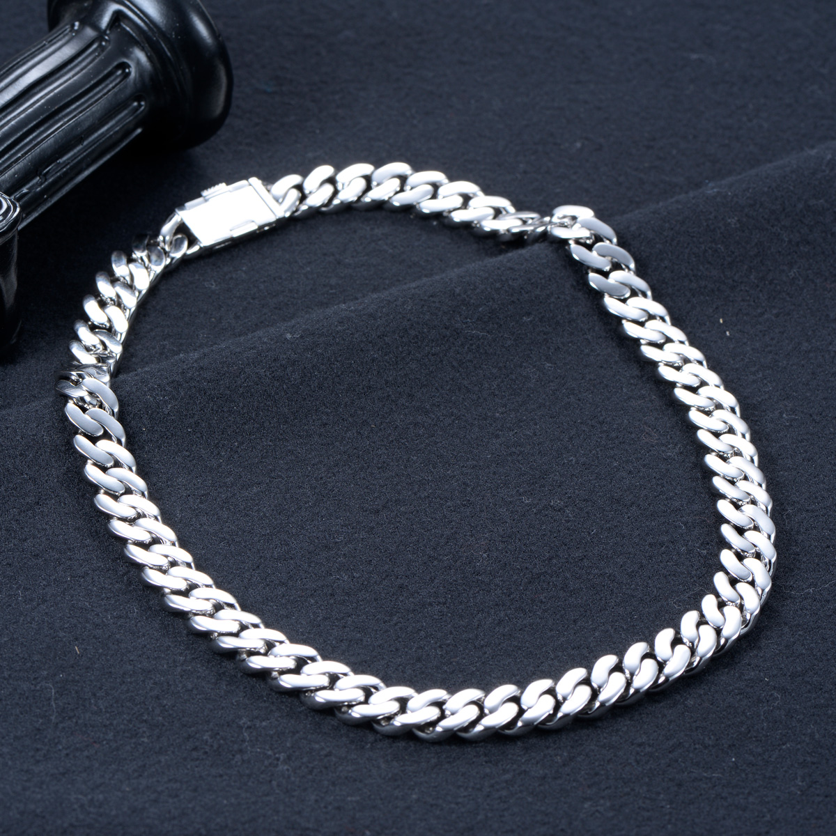Cuban link chain 12mm rhodium plated