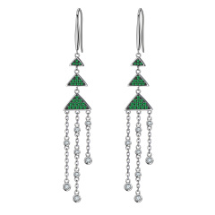 Christmas tree long hooks earrings