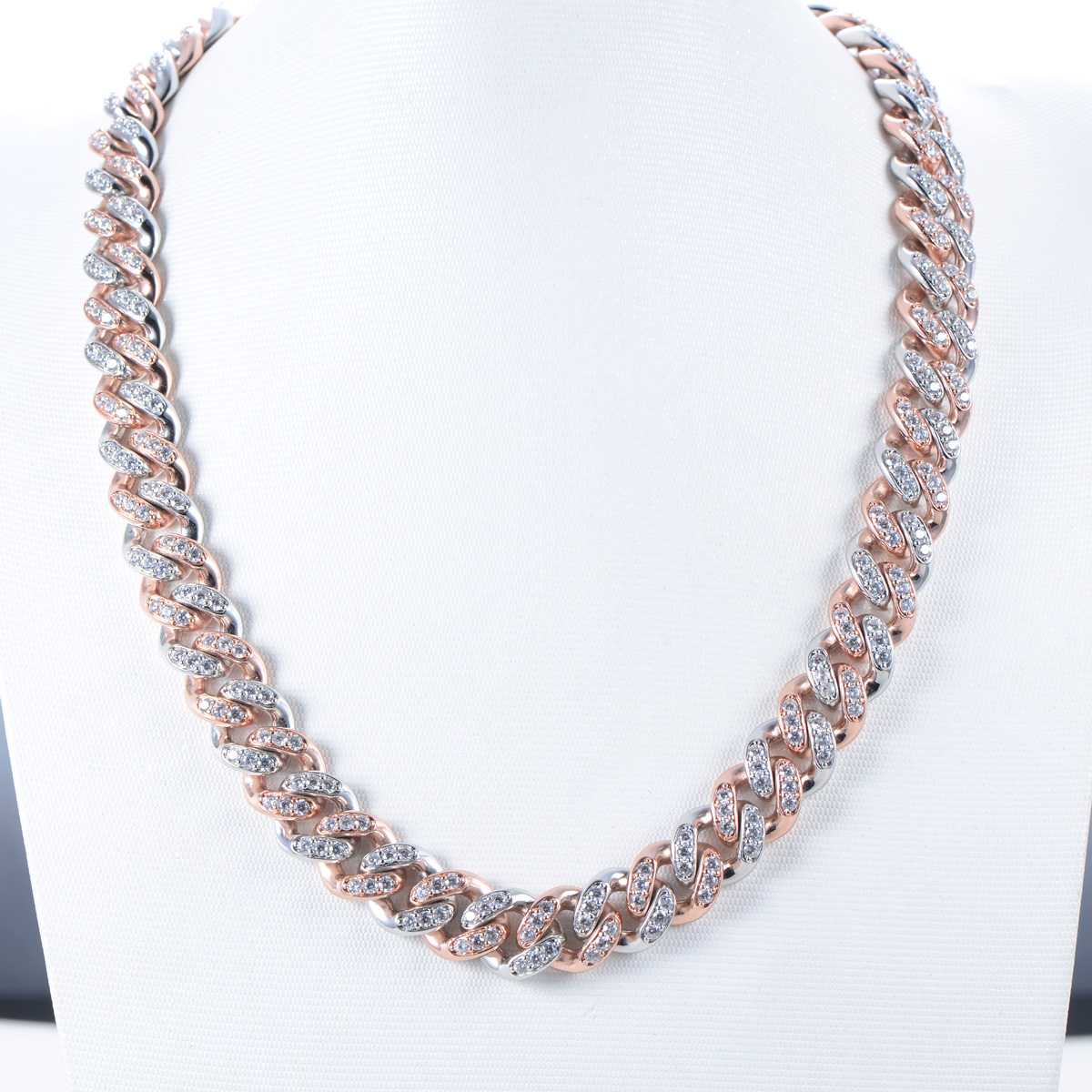 Cuban link chain 12mm Rose Gold Rhodium