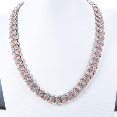 Cuban link chain 12mm Rose Gold Rhodium
