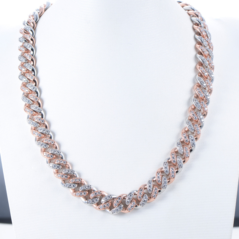 Cuban link chain 12mm Rose Gold Rhodium