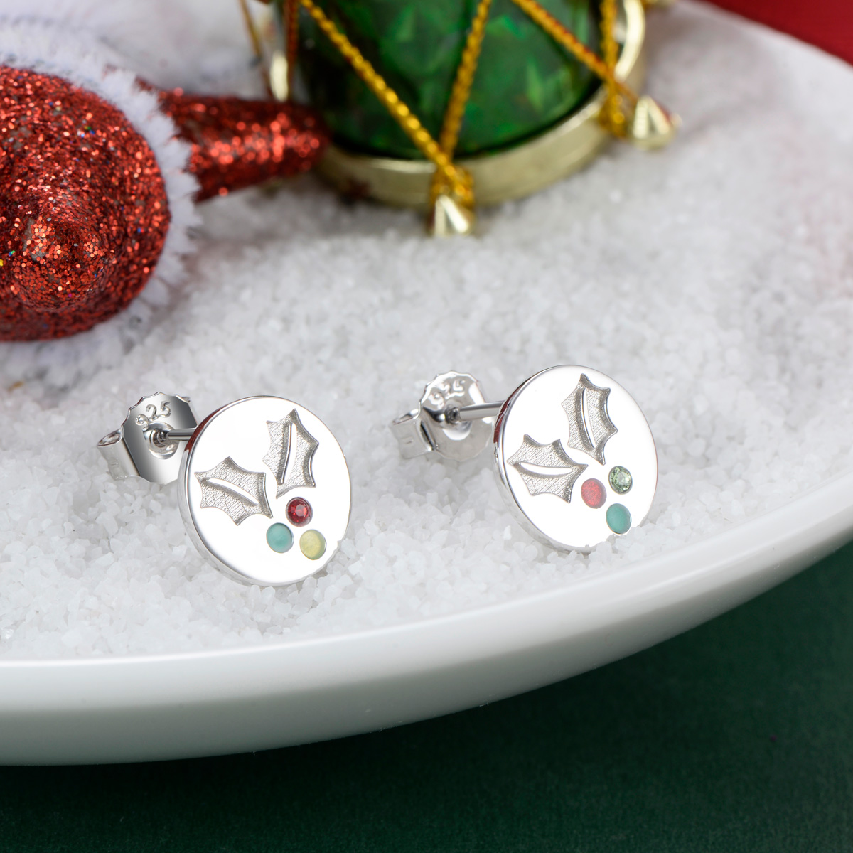 Christmas coin studs earrings