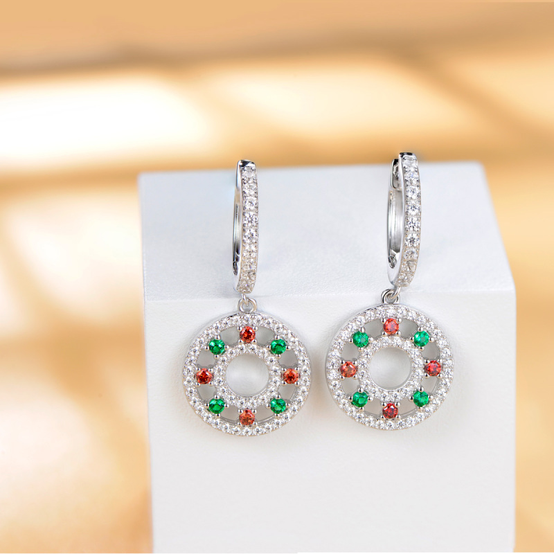Christmas colorful stone ferris wheel earrings