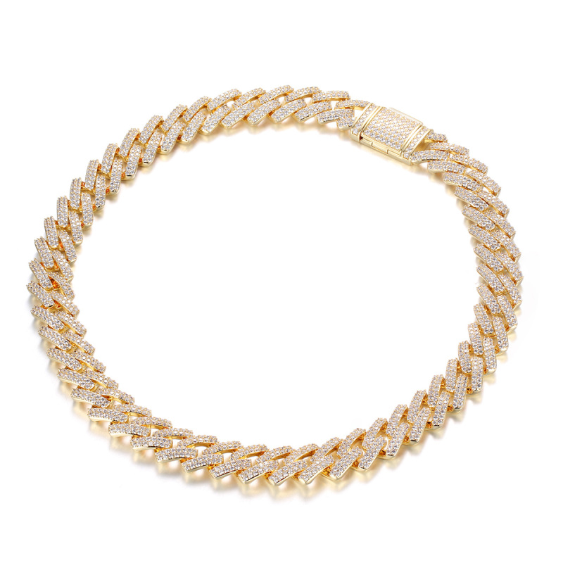 18K Gold Plated Iced Out Necklace 14mm Cuban Chain