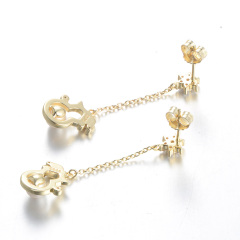 Christmas snowman pearl long studs earrings