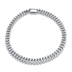 White Cubic Zirconia Cuban Chain Necklace 12mm