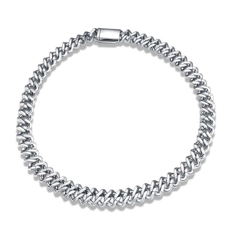 White Cubic Zirconia Cuban Chain Necklace 12mm