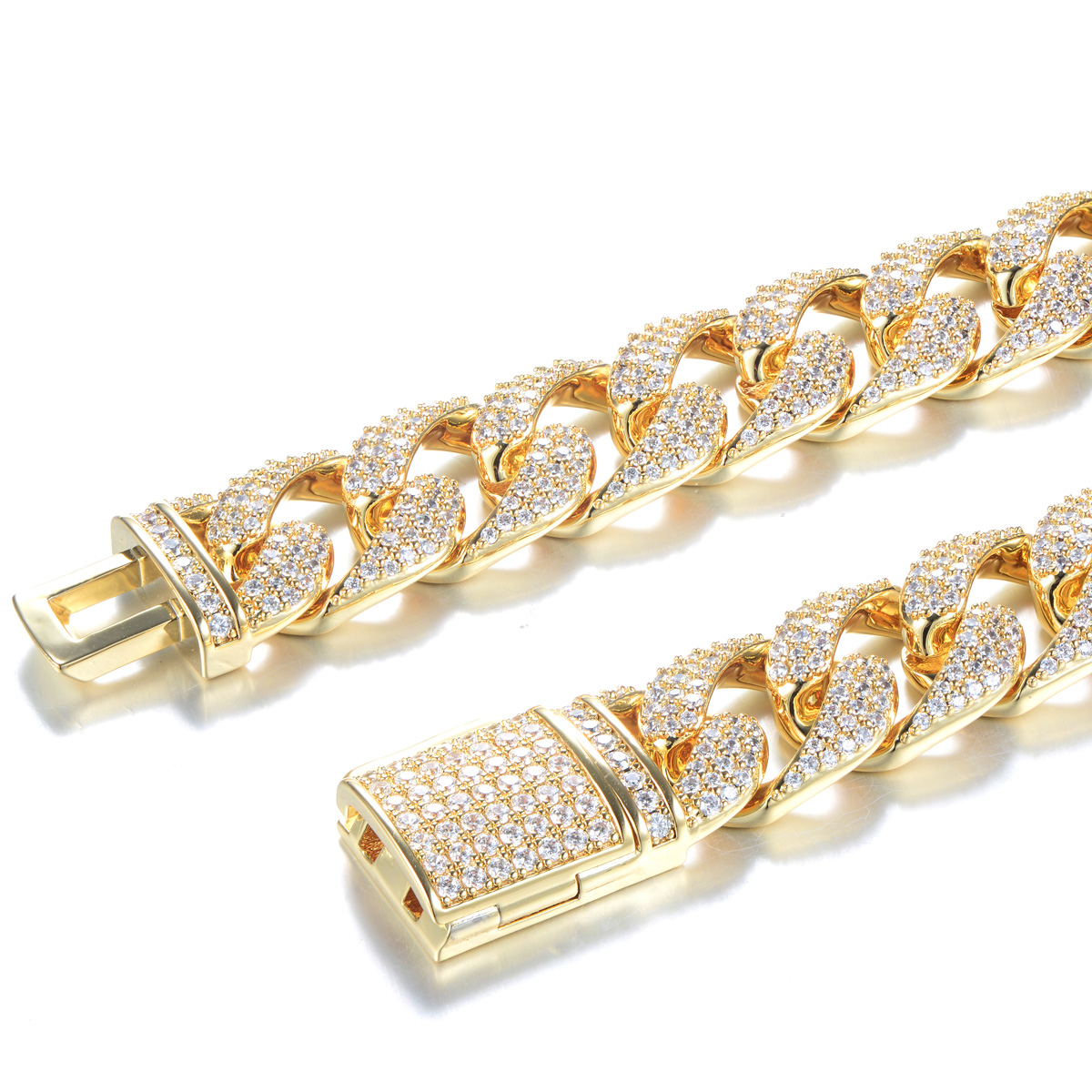 18K Gold Plated Iced Out Cuban Link Chain Necklace