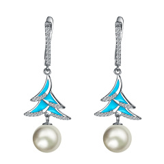 Pearl Hoops Earrings Christmas trees