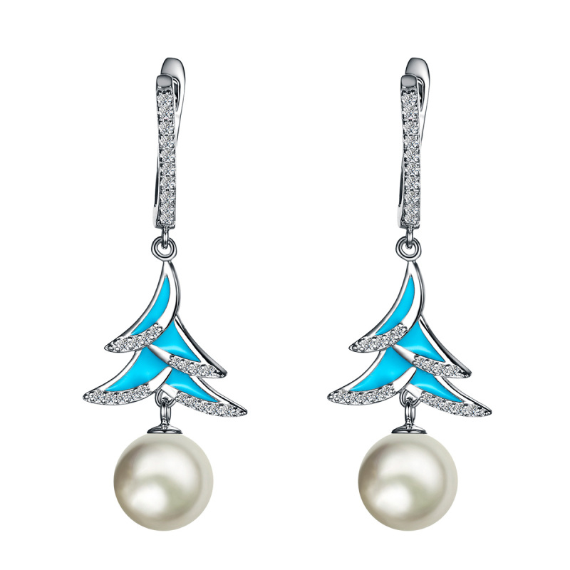 Pearl Hoops Earrings Christmas trees