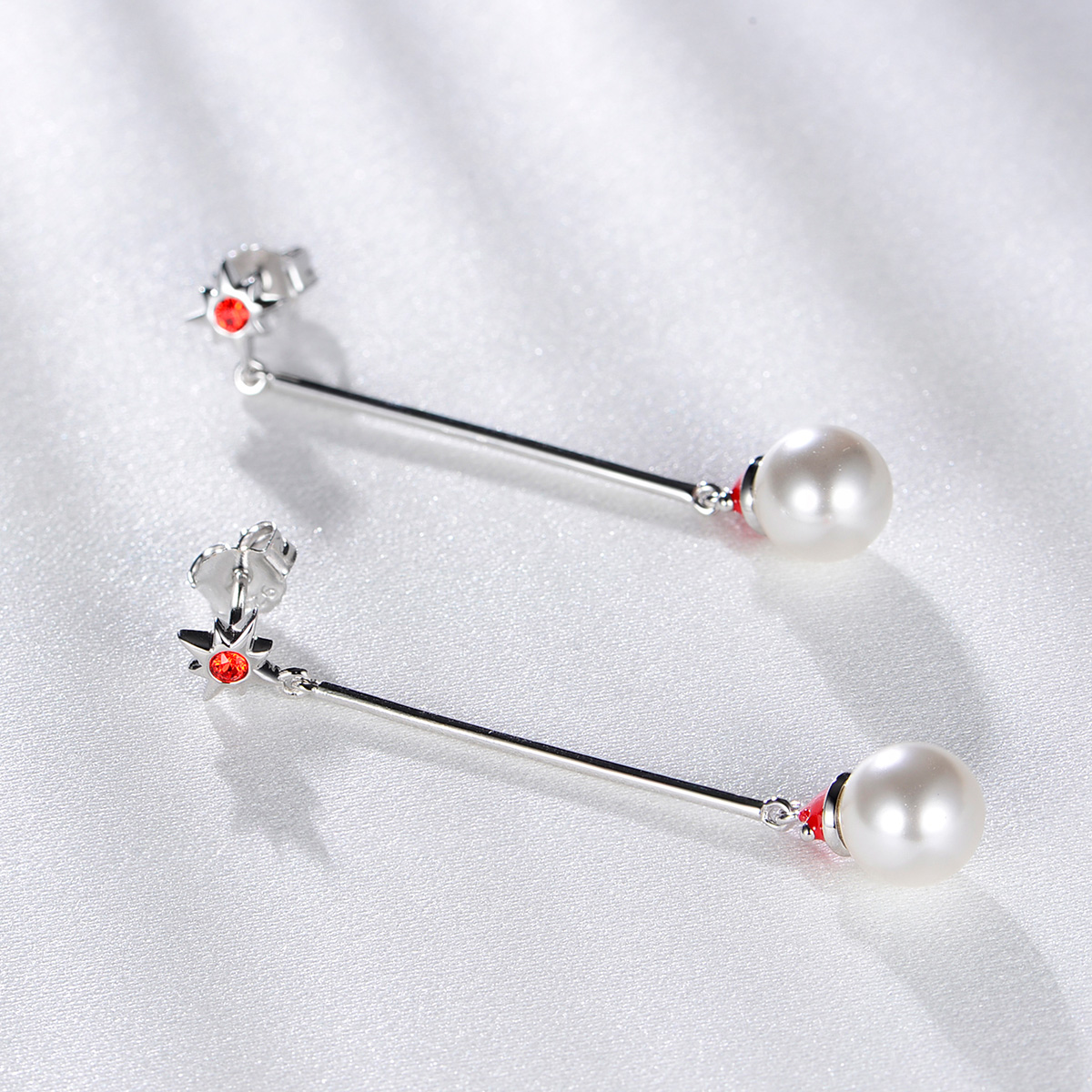 Christmas hat pearl long studs earrings