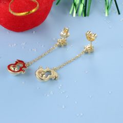 Christmas snowman pearl long studs earrings