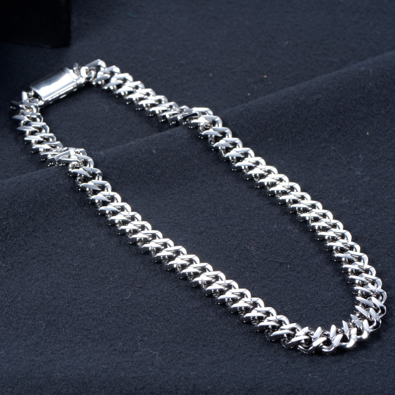 White Cubic Zirconia Cuban Chain Necklace 12mm