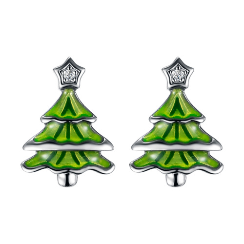 Christmas trees star studs earrings