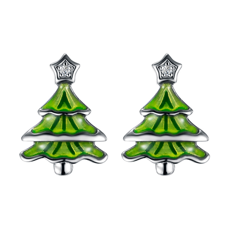 Christmas trees star studs earrings