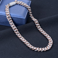 Cuban link chain 12mm Rose Gold Rhodium
