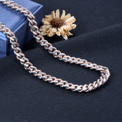 Cuban link chain 12mm Rose Gold Rhodium