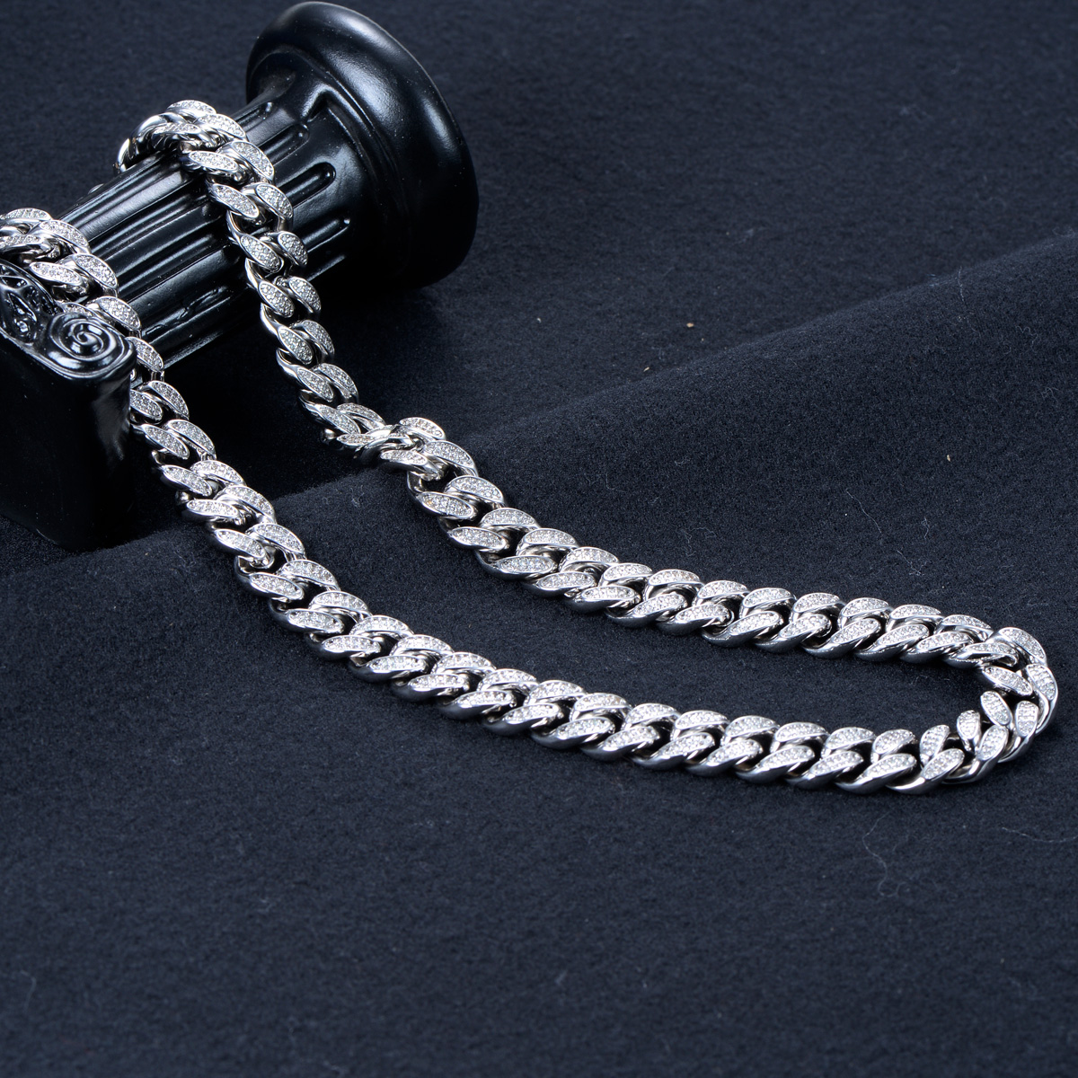 Cuban link chain 12mm rhodium plated