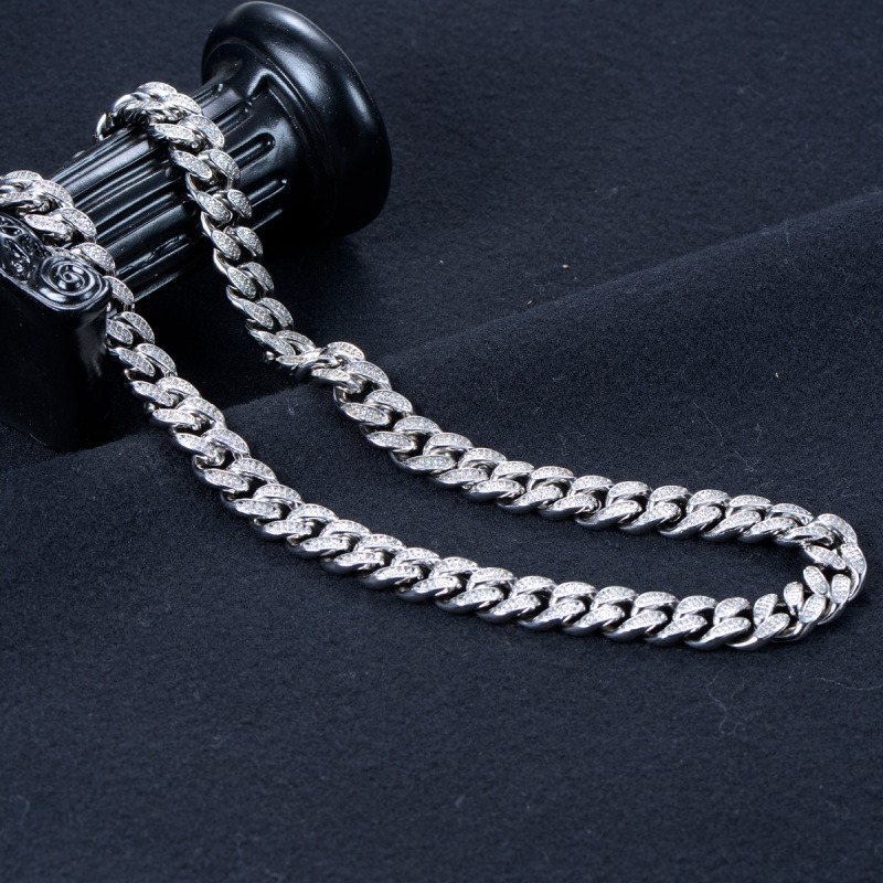 Cuban link chain 12mm rhodium plated