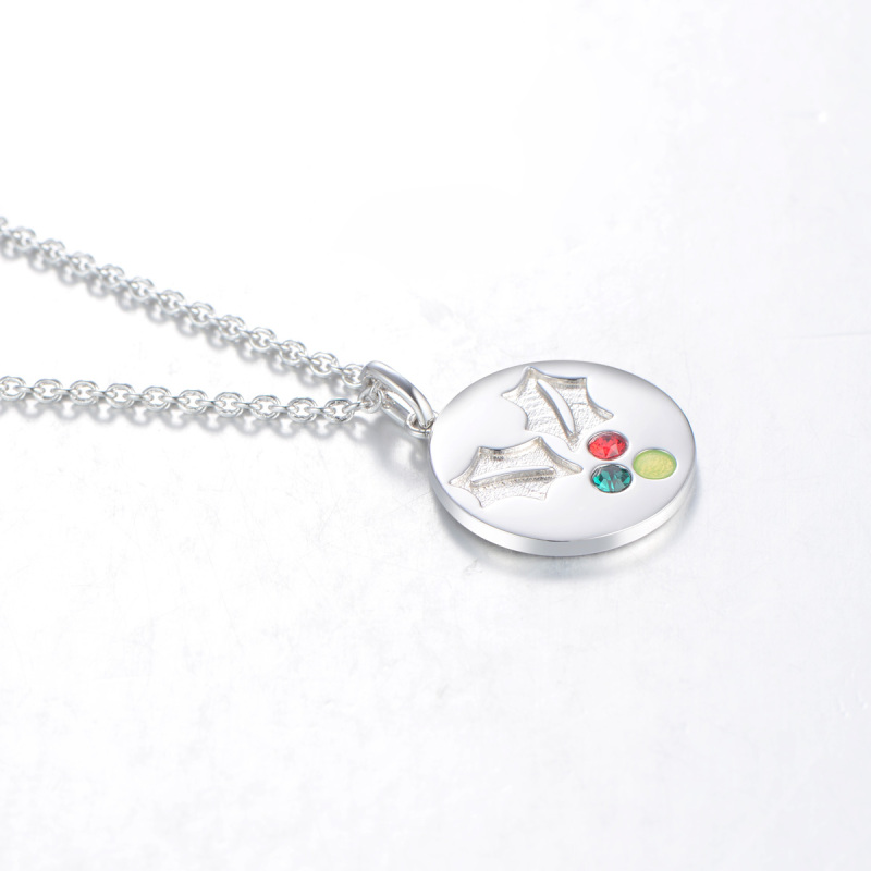 Christmas mistletoe coin pendant necklace