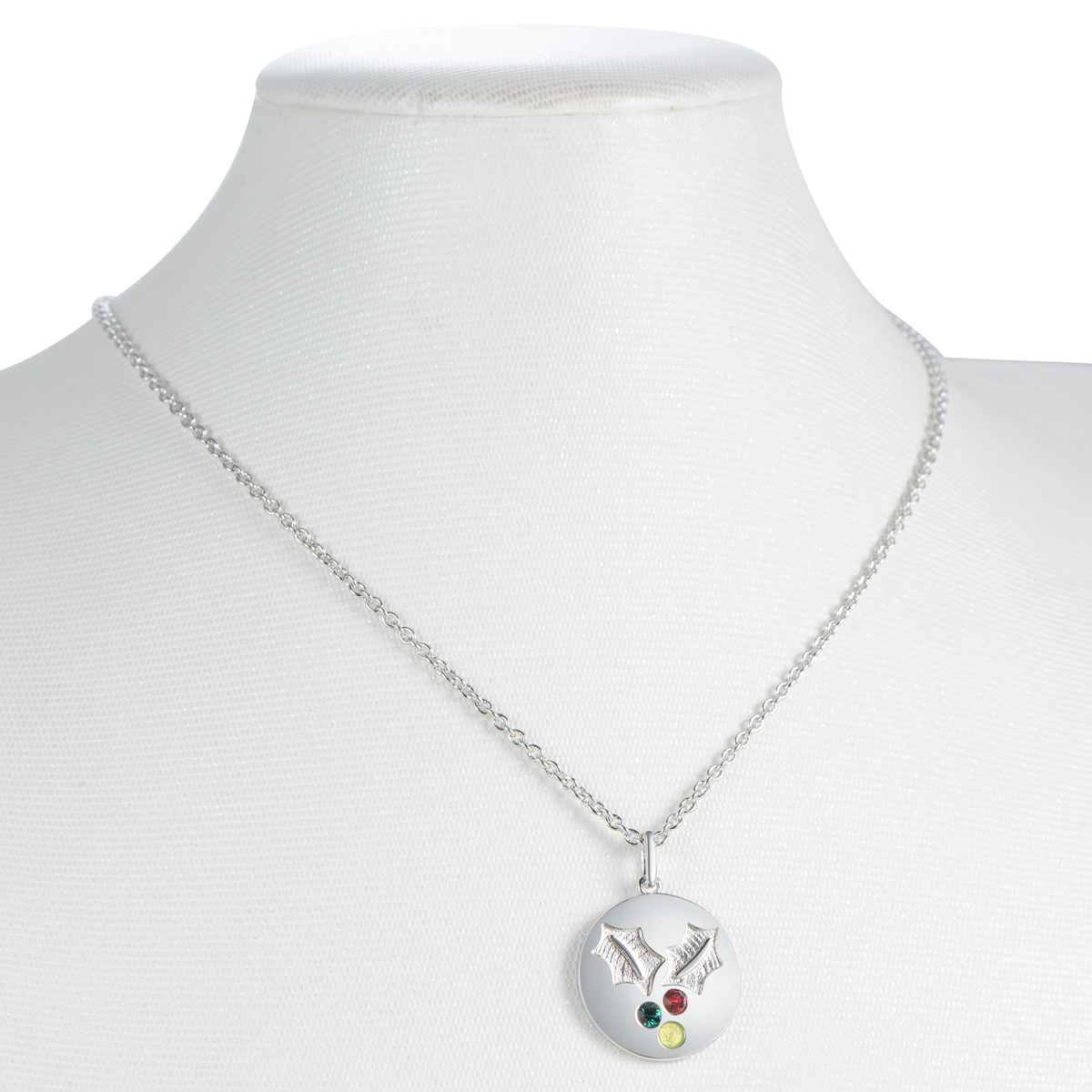 Christmas mistletoe coin pendant necklace
