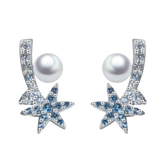Christmas ice crystal pearl stud earrings