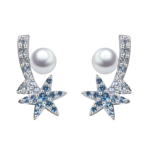 Christmas ice crystal pearl stud earrings