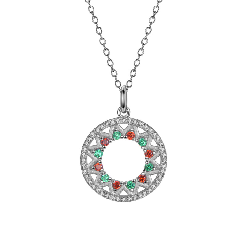 Christmas circle pendant necklace