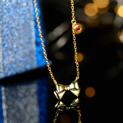 Christmas bow 18K Gold Plated Necklace