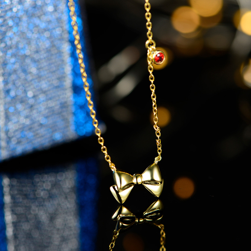 Christmas bow 18K Gold Plated Necklace