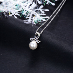Christmas ribbon pearl necklace
