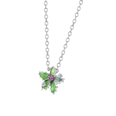 Christmas mistletoe leaf necklace