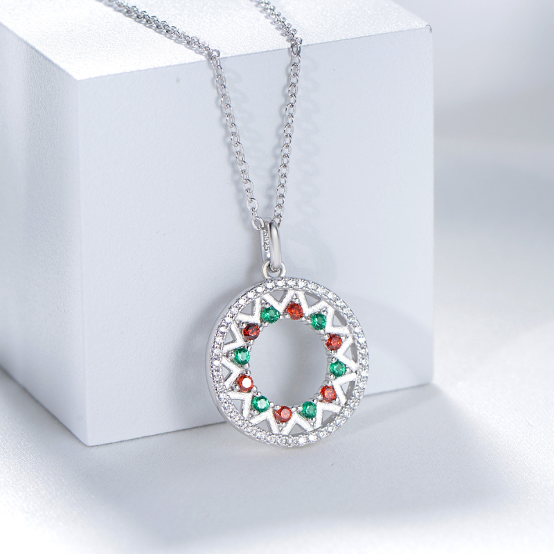 Christmas circle pendant necklace