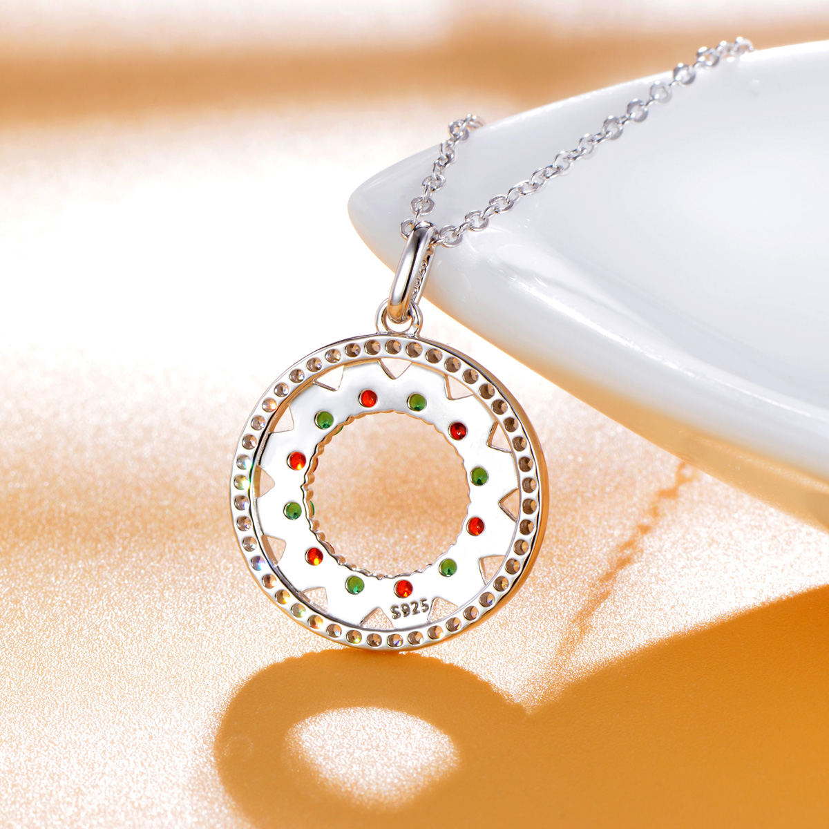 Christmas circle pendant necklace