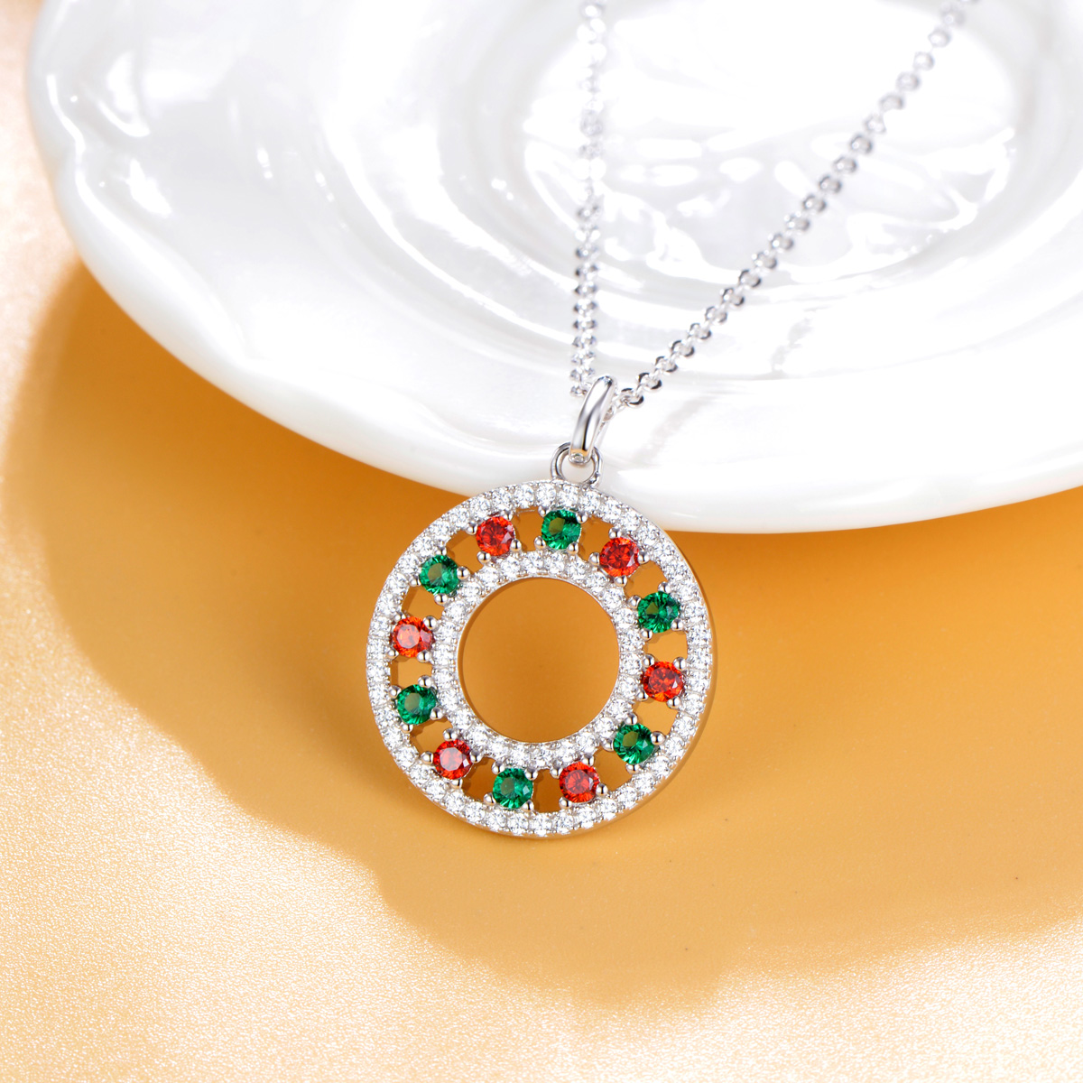 Christmas circle pendant necklace